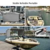 4 Bow Bimini Tops For Boat, Boat Canopy With Zippered Side Curtains, Marine Grade Canvas & PU-Coated Fabric, Include 2 Straps, 2 Rear Support Pole