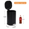 8 Gallon Step Trash Can, Garbage Can With Soft-Close Lid, Metal Garbage Bin, Without Inner Bucket