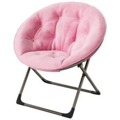 Saucer Chair, Comfy Chair Faux Fur Lounge Moon Chair With Folding Metal Frame, Flower Accent Seat -The Range Shop GUEST 2230efa2 4cae 47b5 a416 c232eff1ba56