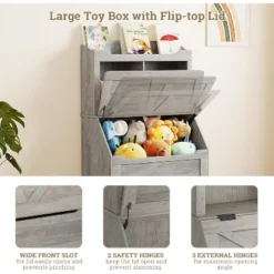 47.8''H Wooden Kids Bookcase & Toy Organizer With Flip-Top Lid, Boys/Girls Toy Storage Organizer For Playroom/Bedroom 11 47.8''H Wooden Kids Bookcase & Toy Organizer With Flip-Top Lid, Boys/Girls Toy Storage Organizer For Playroom/Bedroom -The Range Shop GUEST 226ac339 5113 4d3b 8350 78103b7fe099