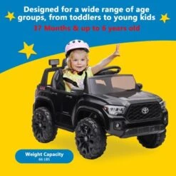 Kids Ride On Truck, Licensed Toyota Tacoma Car, 12V Battery Powered Electric Car With Remote Control, Ride On Toy Car With Lights Music For Kids 3-6