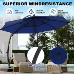 Outdoor Large Round Aluminum Offset Umbrella - Heavy Duty Offset Umbrella With 360° Rotation, Offset Patio Cantilever Umbrella With Base Included -The Range Shop GUEST 23956e2e 7e2a 46ed 8f5b 3f1ce1b93d30