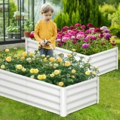 2-Pack Thick Galvanized Raised Bed - Home Use With Safety Edge & Gloves - Rust-Proof Large Open Base Planter For Veggies/Flowers, Beige -The Range Shop GUEST 23a54148 9922 492c 94db 8c6162aedbfe