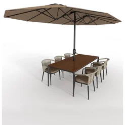 13 Ft Extra Large Double-Sided Patio Umbrella, Outdoor Umbrella With Water-Resistant Polyester Canopy, Crank Handle And 12 Strong Steel Ribs -The Range Shop GUEST 2444be7d 6a53 4137 b033 35a459de4a0e
