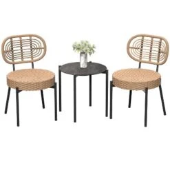 3 Pieces Patio Set Outdoor Wicker Bistro Set All-Weather Rattan Deck Conversation Set Of 3 With Table & Cushions For Deck Patio Balcony Backyard -The Range Shop GUEST 247dc187 3d05 4ecd 9156 cd8f6a383714