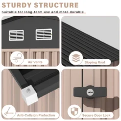 Outdoor Metal Storage Shed, Weatherproof Garden Shed With Lock, Sloping Roof & Ventilation, For Backyard, Patio & Garage Storage -The Range Shop GUEST 250cc00a 4e7f 426f 86f8 dd0927f0b80b