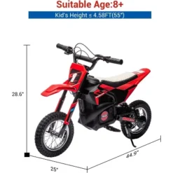 24V Kids Ride On Electric Off-Road Motorcycle,250W Motor 13.6MPH Fast Speed Dirt Bike Motocross,Leather Seat,for Kids Riding Toy, Red -The Range Shop GUEST 251cc54d 2ce6 478d b279 4459e1819394