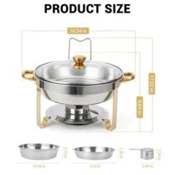 Chafing Dish Buffet , Buffet Servers And Warmers Set Of 2,Stainless Steel Buffet Chafers And Warmer Sets ,for Buffet With Lid Holder & Glass Lid
