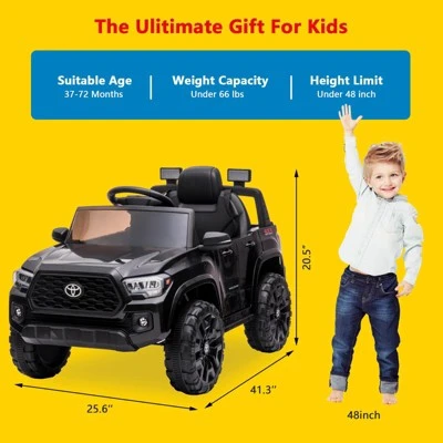 Kids Ride On Truck, Licensed Toyota Tacoma Car, 12V Battery Powered Electric Car With Remote Control, Ride On Toy Car With Lights Music For Kids 3-6 5 Kids Ride On Truck, Licensed Toyota Tacoma Car, 12V Battery Powered Electric Car With Remote Control, Ride On Toy Car With Lights Music For Kids 3-6 - Image 5