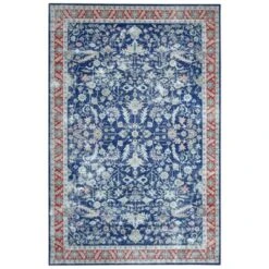 Wasshable Vintage Distressed Floral Print Living Room Bedroom Area Rug, Chenille Non Slip Floor Carpet For Dining Room Home Office -The Range Shop GUEST 264f5451 cd7a 45cb af57 269074d3bd4a