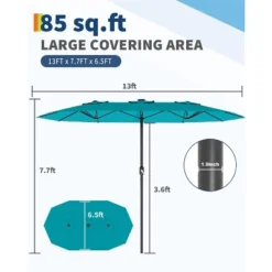 13 Ft Extra Large Double-Sided Patio Umbrella, Outdoor Umbrella With Water-Resistant Polyester Canopy, Crank Handle And 12 Strong Steel Ribs -The Range Shop GUEST 2a7b8b78 979b 4231 8a6a b00dbad3f94c