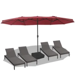15 FT Extra Large Patio Umbrella W/ Base, Double-Sided Umbrella With Crank Handle, Outdoor UVProtective Pool Umbrella For Garden, Backyard, Poolside -The Range Shop GUEST 2b3576fb ab83 4eee ab4b 1e1141e0fefc
