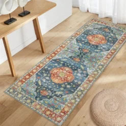 Wasshable Vintage Distressed Floral Print Living Room Bedroom Area Rug, Chenille Non Slip Floor Carpet For Dining Room Home Office -The Range Shop GUEST 2b36149b 34be 45ad b65c a97badefaa56