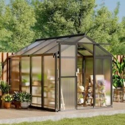 6x8x6.5 FT Greenhouses For Outdoors, Aluminum Green House With Polycarbonate Roof, Sliding Door, Adjustable Vent For Garden, Backyard, Patio, Black 13 6x8x6.5 FT Greenhouses For Outdoors, Aluminum Green House With Polycarbonate Roof, Sliding Door, Adjustable Vent For Garden, Backyard, Patio, Black -The Range Shop GUEST 2b538aa1 7e2c 4dd8 878e 15275f73829f