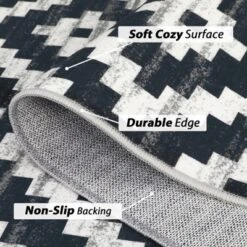 Washable Modern Geometric Living Room Area Rugs, Soft Non Slip Bedroom Carpet, Low Pile Foldable Thin Mat -The Range Shop GUEST 2b8c7be3 b1ee 4761 9424 9dd97ecd0440