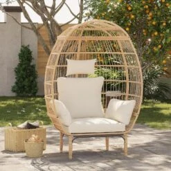 Wicker Egg Chair, Indoor Outdoor Lounger For Patio, 500 Lbs Capacity, All-Weather Rattan Wicker Egg Chair Outdoor, For Patio, Backyard -The Range Shop GUEST 2bed839d 4fe2 46f7 b380 73239c168423