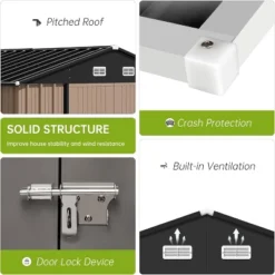 12x10 FT Outdoor Storage Shed, Heavy Duty Metal Sheds & Outdoor Storage With Lockable Doors & Air Vents For Backyard, Garden, Patio, Lawn, Grey -The Range Shop GUEST 2cf3c933 09e0 4fde 8679 fe3bd0872608