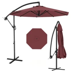 10FT Cantilever Umbrella With Cross Base - 2-6 People, Outdoor Offset Design With Crank Lift, Fade-Resistant Canopy For Deck Pool Garden Backyard -The Range Shop GUEST 2d389395 3a7d 41b9 a7e7 2706959849ee