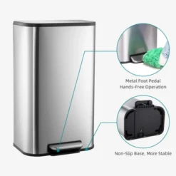 Stainless Steel Kitchen Trash Can 13 Gal, Hand Free Garbage Can With Inner Bucket & Soft Close Lid -The Range Shop GUEST 2d58d9d4 86d6 4231 966e 002ce9d92ce8