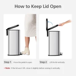 Hands-Free Trash Can, 13 Gallons Stainless Steel Garbage Can With Foot Pedal And Inner Bucket, Semi-Circular Heavy Duty Kitchen Trash Bin, Silver -The Range Shop GUEST 2e12f9e4 2edd 4bf6 94ca 75969387f0e1