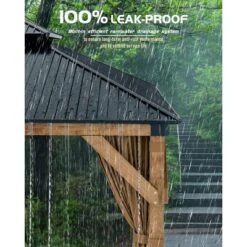 10x10 FT Hardtop Wood Gazebo For All Weather, Double Metal Roof, Wooden Frame, Net, And Curtain, For Patio, Deck, Backyard, Lawn, And Garden, Khaki -The Range Shop GUEST 2f014cdd 7f0d 4870 aa27 5322f080ee0e