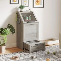 Top Opening Dog Feeding Station, Wooden Dog Food Storage Cabinet With 2 Elevated Dog Bowls, 3 Hooks, Hidden Design, Large Pet Food Storage 17 Top Opening Dog Feeding Station, Wooden Dog Food Storage Cabinet With 2 Elevated Dog Bowls, 3 Hooks, Hidden Design, Large Pet Food Storage -The Range Shop GUEST 311852a4 a6b4 4378 9205 26e6726f51eb