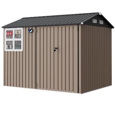 6x8 Ft Metal Outdoor Storage Shed With Window, Lockable Tool Storage Sheds, Oversized Steel Garden Sheds With Sloped Roof For Backyard, Patio, Garage 8 6x8 Ft Metal Outdoor Storage Shed With Window, Lockable Tool Storage Sheds, Oversized Steel Garden Sheds With Sloped Roof For Backyard, Patio, Garage - Image 8