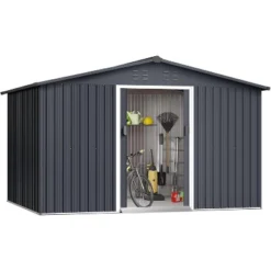 10X12 FT Outdoor Storage Shed, Galvanized Steel Storage Shed, Steel Sliding Doors, Weather Resistant, Garden Tool Shed With Lockable Door -The Range Shop GUEST 352516f8 7ed9 4690 a034 cd2e1968bcd8