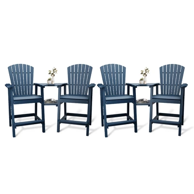 Patio HDPE Adirondack Chairs, Outdoor Tall Seating, For Deck, Balcony, Backyard, Patio Bar Stool Chair, Blue 2 Patio HDPE Adirondack Chairs, Outdoor Tall Seating, For Deck, Balcony, Backyard, Patio Bar Stool Chair, Blue - Image 2