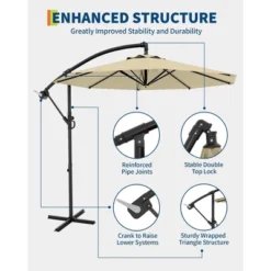 10FT Cantilever Umbrella With Cross Base - 2-6 People, Outdoor Offset Design With Crank Lift, Fade-Resistant Canopy For Deck Pool Garden Backyard -The Range Shop GUEST 3770dc20 0f3a 48d1 8e64 ebbb52dc8430