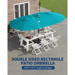 15FT Large Patio Umbrella With Base Included, Oversized Shade For 2-8 People, Double-Sided Rectangle Umbrella, Weighted Base For Pool, Deck, Backyard 14 15FT Large Patio Umbrella With Base Included, Oversized Shade For 2-8 People, Double-Sided Rectangle Umbrella, Weighted Base For Pool, Deck, Backyard -The Range Shop GUEST 3798afbf 993d 4b5d a23c c2e81302c74d
