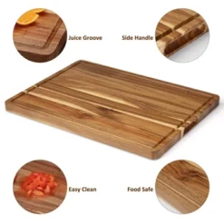 4 Piece Large Acacia Wood Cutting Board, 20x15x1.5 Inch, Knives Friendly Chopping Board With Deep Juice Grooves & Built In Handle For Kitchen -The Range Shop GUEST 3880eb82 6c22 42f6 9ddd 48a7be4baef7