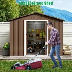 10X10 FT Outdoor Storage Shed, Galvanized Steel Storage Shed, Steel Sliding Doors, Weather Resistant, Garden Tool Shed With Lockable Door -The Range Shop GUEST 389eed4f a113 40d2 9432 ea3d38a5bfed