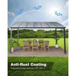 10' X 14' Outdoor Gazebo, Patio Hardtop Lean To Gazebo With Sturdy Steel Frame, Large Wall Mounted Heavy Duty Awning Outdoor Pergola For Porch, Deck -The Range Shop GUEST 3a5fadaa b103 4388 8d3c bd997d3fd4f1