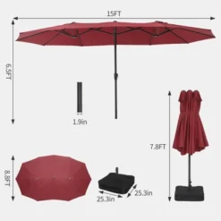15 FT Extra Large Patio Umbrella W/ Base, Double-Sided Umbrella With Crank Handle, Outdoor UVProtective Pool Umbrella For Garden, Backyard, Poolside -The Range Shop GUEST 3b9583a9 fe9b 4387 9317 c5af58a37ec5