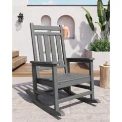 Adirondack Outdoor Patio Rocking Chair, All Weather HDPE Glider Rocker Chair With High Backrest For Porch Balcony Lawn, 380 Lbs Capacity -The Range Shop GUEST 3ca212ee 30f9 46e5 a652 6e2f7e9f5cfe