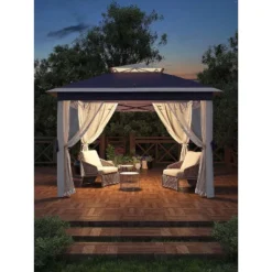 11x11 FT Heavy-Duty Outdoor Gazebo Pavilion - Double Roof W/ Mosquito Netting, All-Weather Metal Frame For Patio, Garden & Deck -The Range Shop GUEST 3cf68109 fe81 4619 814d d148a7db694f