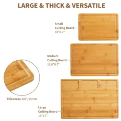Bamboo Cutting Board Set With Prep Slots, 3 Sizes Cutting Boards For Kitchen With Juice Groove