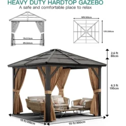 Hardtop Gazebo, Polycarbonate Roof Outdoor Canopy, Aluminum Frame Pavilion, With Netting And Sunshade Curtains, For Backyard, Patio, Lawns, Parties 10 Hardtop Gazebo, Polycarbonate Roof Outdoor Canopy, Aluminum Frame Pavilion, With Netting And Sunshade Curtains, For Backyard, Patio, Lawns, Parties -The Range Shop GUEST 3e62d88c cdfd 4bd5 b366 09848f807a87