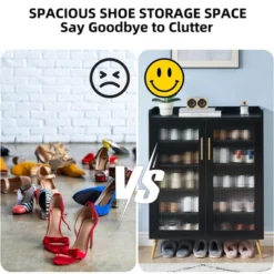 5 Tier Shoe Storage Cabinet With Glass Doors & Adjustable Shelf For Entryway, 20 Pairs Slim Wood Shoe Rack Organizer For Hallway Apartments -The Range Shop GUEST 3efaff82 4c8b 468a a80c 782d67727637