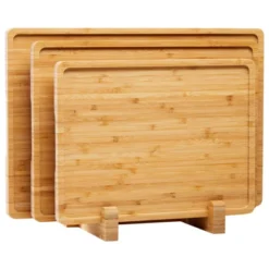 Bamboo Wood Cutting Boards Set Of 3 With Holder, Kitchen Chopping Boards With Inner Handle -The Range Shop GUEST 3f9ca491 7c41 46ff b135 275147789509