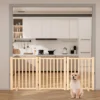 Wooden Freestanding Dog Gate, Folding Wooden Gates For Dogs Indoor For Doorways Stairs , Panel Dog Gate With No-Slip Mat