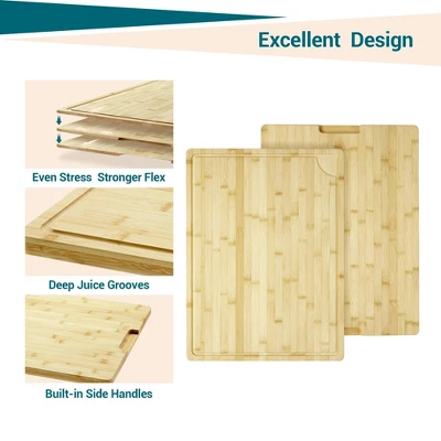 Bamboo Cutting Board 24x18x0.8 Inch Square Bamboo Chopping Board Durable Eco-Friendly Natural 3 Bamboo Cutting Board 24x18x0.8 Inch Square Bamboo Chopping Board Durable Eco-Friendly Natural - Image 3