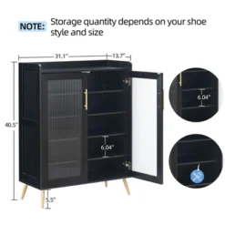 5 Tier Shoe Storage Cabinet With Glass Doors & Adjustable Shelf For Entryway, 20 Pairs Slim Wood Shoe Rack Organizer For Hallway Apartments -The Range Shop GUEST 408195c5 1b87 49b2 969d c6a2e44a2cd8