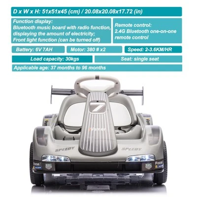 Kids Go Kart, Ride On Drift Kart With Dual Motors, 6V Battery Powered Electric Drift Car With Lights, Outdoor Ride On Racing Toy For Boys Girls 3 Kids Go Kart, Ride On Drift Kart With Dual Motors, 6V Battery Powered Electric Drift Car With Lights, Outdoor Ride On Racing Toy For Boys Girls - Image 3