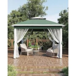 11x11 FT Heavy-Duty Outdoor Gazebo Pavilion - Double Roof W/ Mosquito Netting, All-Weather Metal Frame For Patio, Garden & Deck -The Range Shop GUEST 415a75c8 975e 4089 82fc c5c4838fe358