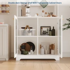 71" Tall Sideboard Buffet Cabinet With Hutch - 6-Tier Pantry Cabinet With 2 Glass Doors, Pegboard, Microwave Shelf, Open Shelves, Coffee Bar Station -The Range Shop GUEST 41805b28 33d4 4664 84e0 ce7e9e987d4e