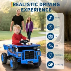 12V Ride On Dump Truck For Kids, With Remote Control, Construction Vehicles With Dump Bed & Shovel, Music, Headlights -The Range Shop GUEST 433757ab c68a 4ca1 80ae 697d5ebe1553