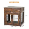 Dog Crate Furniture With Cushions, Indoor Wooden Dog Kennel With 2 Drawers, Dog Crate Side Table With Storage For Living Room, Foyer