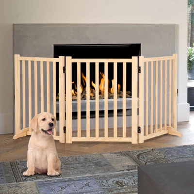 Wooden Freestanding Dog Gate, Folding Wooden Gates For Dogs Indoor For Doorways Stairs , Panel Dog Gate With No-Slip Mat 2 Wooden Freestanding Dog Gate, Folding Wooden Gates For Dogs Indoor For Doorways Stairs , Panel Dog Gate With No-Slip Mat - Image 2